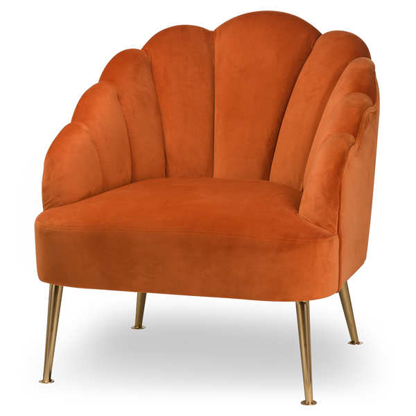 Teacup Chair Burnt Orange Velvet, Burnt Orange Armchair