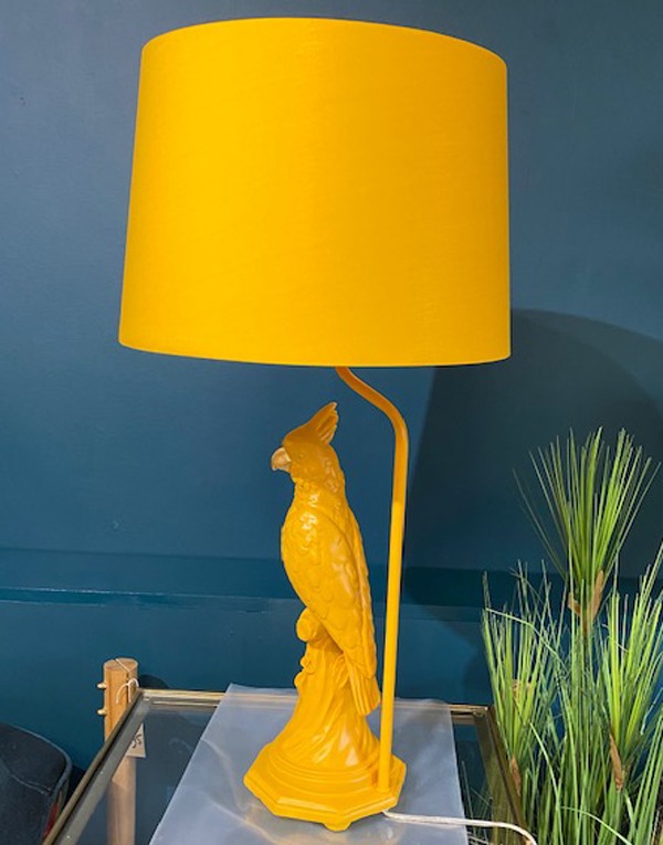 Matt Mustard Column Parrot Table Lamp, Parrot Table Lamp Uk